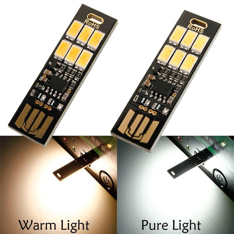 Yitee 5pcs LED Circuit Boards USB Light Keychain Super Bright 6 LEDs Mini USB Light Lamp with Smart Touch Electrodeless Dimming Switch for Laptop Keyboard Light(Pure White), Qty:5 - Image 5